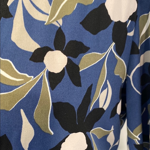 Banana Republic Dress Midi Floral Wrap Abstract Blue Green Black Floral Medium - Picture 6 of 11